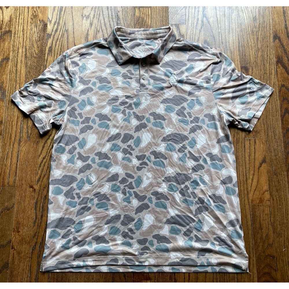 Burlebo Polo Shirt Mens Size Large Camo Performance Stretch